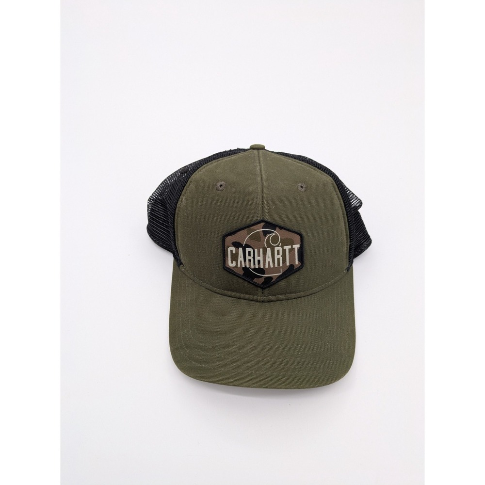 Carhartt Force Mesh Logo Trucker Hat Snapback Green Camo‎ AH5365-M One Size